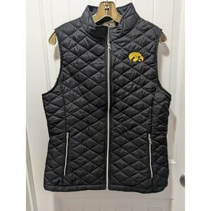 NCAA Iowa Hawkeyes Black Rainer Puffer Vest Women's L Colosseum GameDay